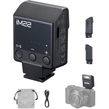 Imagem de Godox Mini Flash iM22, carregamento USB C, bateria integrada com 5 níveis de potência do flash para câmera Canon/Sony ZV1/Fujifilm/Nikon/Panasonic/Olympus