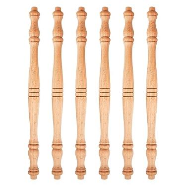 Imagem de TCHOSUZ Pacote com 12 eixos balaústres de madeira inacabados de 25,5 cm, corrimão de madeira não pintada decorativa europeia para bricolage, móveis de escadas, trabalhos em madeira, artesanato