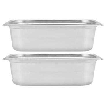 Imagem de Kit Duas Cubas Gastronomica Padrão Gn 1_3 150mm Inox sem Alça Com tamp
