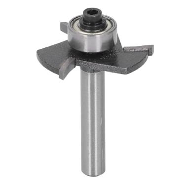 Imagem de WALFRONT T Bit de Roteador de Slot 3 Flauta 1/4in Haste 3/32in de Corte T Bit do Roteador de Pista Com Rolamentos para Projetos de Madeira de Marcenar