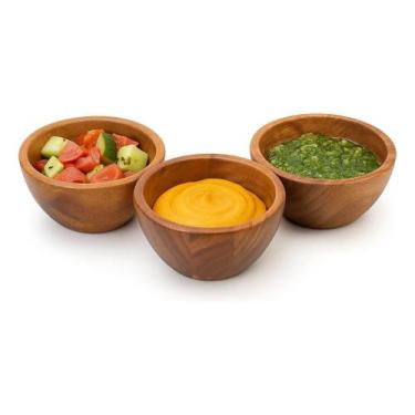 Imagem de Kit Com 3 Bowls 180ml Em Madeira Acácia Natural Mymo Style - Mimo Styl