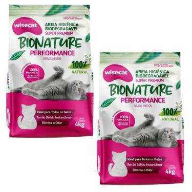 Imagem de Areia Higiênica Mandioca Para Gatos Performance 4kg kit 2Un - Wisecat