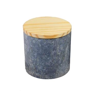 Imagem de Pote em Pedra Sabão Tampa Madeira Guardar Armazenar 8x8cm