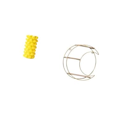 Imagem de Fenteer Vaso de Flores de Porcelana E Prateleira de Metal para Pendurar Na Parede, Ornamento Decorativo Multifuncional para Mesa, para Sala de Estar E Exibiçã