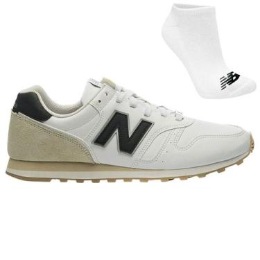 Imagem de Kit Tênis New Balance 373V2 e Masculino Meia, 40, Branco, Preto, Mascu