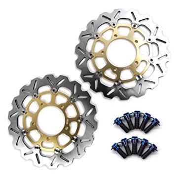 Imagem de Arashi Discos de freio dianteiro Rotores com parafusos de montagem para Suzuki GSXR 600 750 2006-2007 K6 K7, GSXR 1000 2005-2008 K5-K8, acessórios de substituição de motocicleta dourado