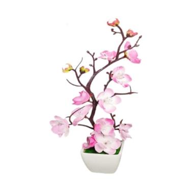 Imagem de Kuntesetty Vaso de Flores Artificiais para Bonsai, Simulação de Planta, Decoração Falsa, Vaso de Mesa, Ornamento, Seda PP, Textura Realista, Adequado para Escrit, Rosa, Tamanho real