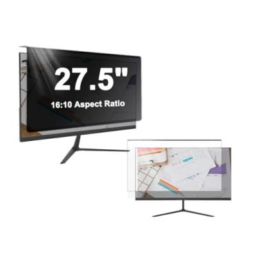 Imagem de LYLSMGS Filtro de tela de privacidade suspenso para monitor de computador de mesa de 27,5 polegadas, protetor de tela com bloqueio de luz azul brilhante, tela de privacidade para monitor widescreen 16