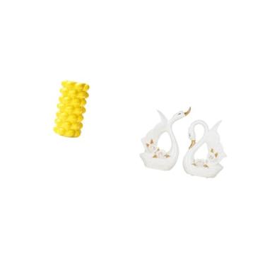 Imagem de Fenteer Elegante Arranjo de Vaso de Flores de Cisne de Porcelana, Escultura de Animal Decorativa de Cerâmica, Ornamento de Mesa para Sala de Estar, Estante, a