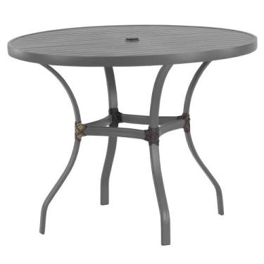 Imagem de Mesa com Tampo Ripado de 120 cm em Alumínio Trama Original, Cinza