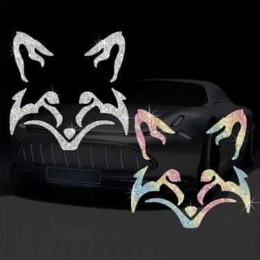 Imagem de Adesivo de decalque com glitter de PVC autoadesivo de raposa cintilante para carros, laptops, motocicletas, parede, janela, bagagem, capa de arranhão, porta multisuperfície (branco + colorido)