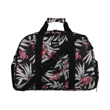 Imagem de Roxy Bolsa esportiva | viagem | trabalho | academia | fitness | praia | transporte diário | materiais reciclados, Sinta-se feliz - Floral varrido pelo vento antracite, Bolsa esportiva grande Feel