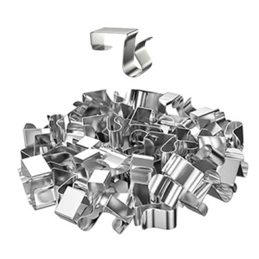 Imagem de KiBcsLic Conjunto de 50 Presilhas para Calha para Luzes de Corda, Resistentes às Intempéries, Ganchos para Calha para Iluminação Sazonal e Decoração de Festas, 1.6 Cm