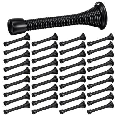 Imagem de 36 peças de rolha de porta de mola com amortecedor de borracha mola flexível batente de porta de parede resistente para escritórios domésticos escolas (preto fosco)