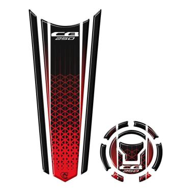 Imagem de Adesivo Protetor Tanque E Bocal Gravatona Honda Cb 250 Acima 2018 Vermelho