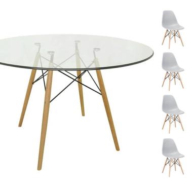 Imagem de Conjunto Mesa Eames 90cm + 4 Cadeiras Cinza