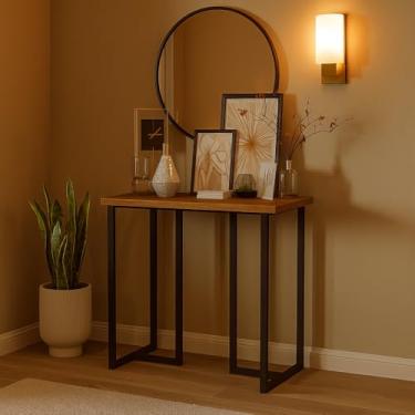 Imagem de Aparador Para Hall de Entrada Maali Estilo Industrial 76cm (Freijo/Preto)