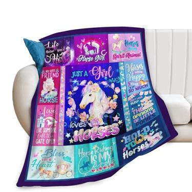 Imagem de SweetFox Just A Girl Who Loves Horses Blanket, cobertor de decoração de cavalo, presentes para meninas, meninos, amantes, super quente, macio, flanela, inverno, cobertores para crianças, adultos
