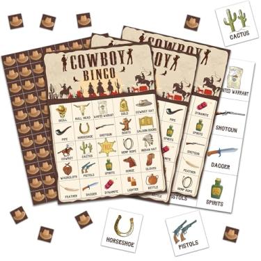 Imagem de Cartas de jogo de bingo de cowboy, jogo de bingo do oeste selvagem para adultos e amigos, presentes ideais para festas temáticas ocidentais, lembrancinhas de decorações de festa de aniversário de