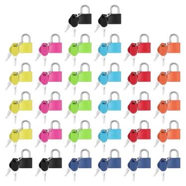 Imagem de Kifmurase 32 cadeados de mala com chaves, pequenos cadeados de bagagem, mini cadeado com chave para bolsas de viagem, gaveta, armário de academia escolar, caixa de ferramentas, bolsas para laptop