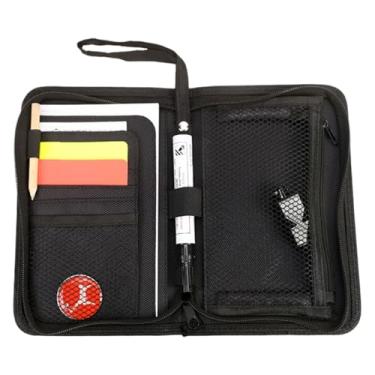 Imagem de rockible Bolsa para árbitro, organizador para jogos, ficha de registro, leve, nas cores vermelho e amarelo, caneta, apito, acessórios em tecido Oxford.