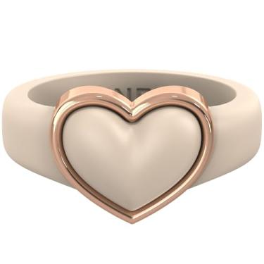 Imagem de Rinfit Anel de silicone para ela - Coração de aço inoxidável - Alianças de casamento de borracha para mulheres - Design patenteado pendente, Size 6, Silicone, Sem pedra preciosa