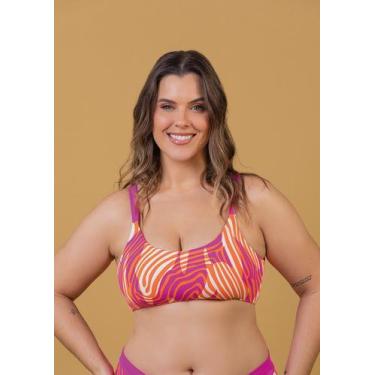 Imagem de Top Biquíni Regata Estampado - Cor De Cacau, 50, Zebra pink power