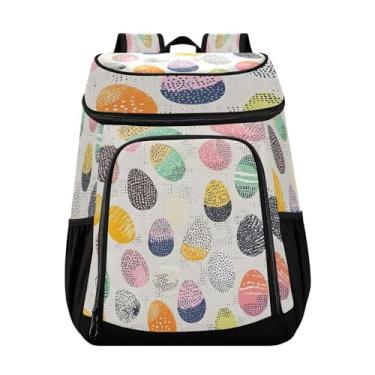Imagem de Wassud Mochila térmica com estampa de ovo de Páscoa Doodle para mulheres e homens, 36 latas à prova de vazamento, lancheira para piquenique, praia, acampamento, 33 x 20 x 43 cm