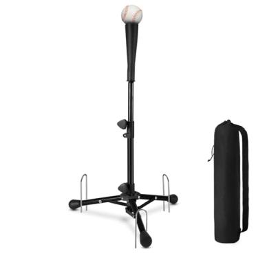 Imagem de Camiseta de beisebol para crianças, camiseta de rebatedor ajustável fácil de 51 a 70 cm. 1 pacote de camisetas de beisebol pretas dobráveis para bater com bolsa portátil. Camiseta Tanner para crianças