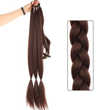 Imagem de Peruca de Trança Cabelo Longo Feminino Raíz Moda Extensões Sintéticas com Faixa Cabeluda Peça Natural para Mulheres