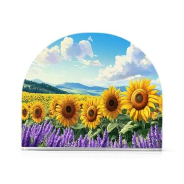 Imagem de xigua Porta-guardanapos de acrílico, lindos porta-guardanapos de lavanda e girassol para mesas cozinha restaurante decoração de casa, suporte decorativo moderno para guardanapos de coquetel de papel