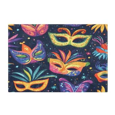 Imagem de Burbuja Carnaval Máscaras Carnaval Fogos de artifício Tapete de Banho, Extra Macio Absorvente Tapete de Banheiro com Base Antiderrapante para Banheiro, Banheira, Chuveiro, 41 x 61 cm