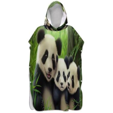Imagem de Joisal Poncho de surfe animal panda fofo de desenho animado para trocador de roupas de banho de praia com capuz poncho masculino vestível com capuz