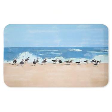 Imagem de Tapete antifadiga Sunny Beach Day Birds Antifadiga, tapete ergonômico acolchoado para cozinha e pé com suporte antiderrapante, tapete confortável ecológico, design por Jeff Pica, 76 cm x 45 cm