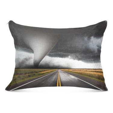 Imagem de Art Weather Capa de almofada de flanela com estampa preta com zíper padrão Queen King Travesseiro macio bonito para cama, tamanho Queen, 50,8 cm x 76,2 cm