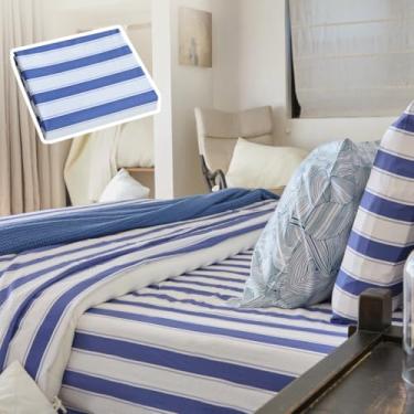 Imagem de Vesta Capa de edredom 100% algodão pima, linha artística 400 fios, listrada, respirável e suave, certificado Oeko-TEX (tecelagem, casal/queen)