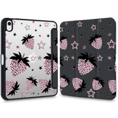 Imagem de VibrantFruitique Y2k Capa impressa para iPad (A16) 11ª geração 2025 11 polegadas/10ª geração 2022 10,9 polegadas com estampa de leopardo, capa híbrida transparente e rígida, com suporte de lápis e