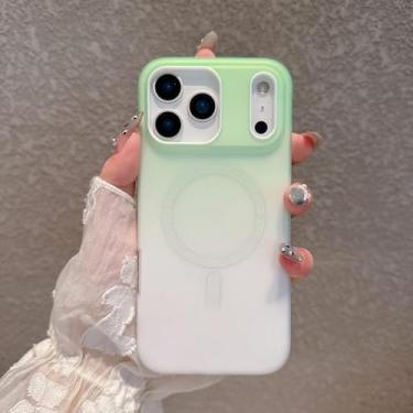 Imagem de Capa magnética com efeito degradê para iPhone 17 Air 16 15 14 Plus 13 12 Pro Max 11, à prova de choque, verde, para iPhone 12 Pro