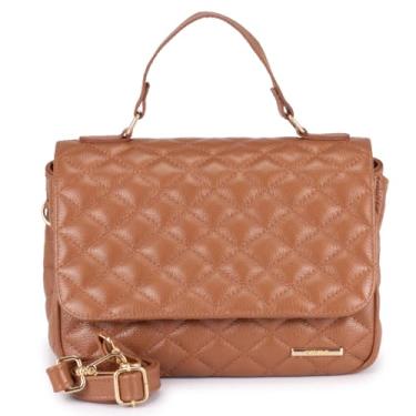 Imagem de Bolsa Feminina Mão Média Transversal Matelasse Couro Sifra (CARAMELO)