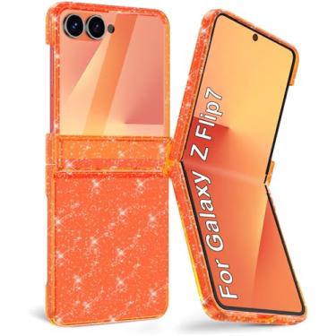 Imagem de Btscase Capa para Samsung Galaxy Z Flip 7, protetor de tela frontal integrado, padrão de mármore dourado com glitter, capa protetora contra quedas de corpo inteiro para Galaxy Z Flip 7 5G (2025