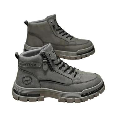 Imagem de Botas jeans masculinas de cano alto, calçados esportivos casuais, bota