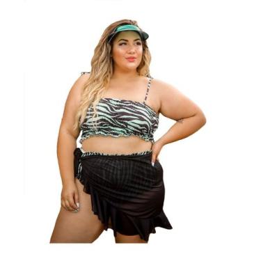Imagem de Saia Curta Feminina Plus Size Pareô Envelope Praia Saída - PLUS MESMO 