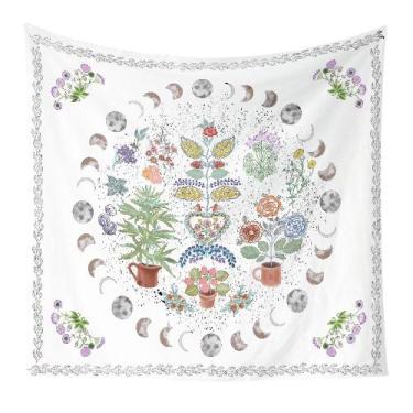 Imagem de Tapeçaria Moon Phase Flower, pintura a óleo, 200x150cm, microtecido - 