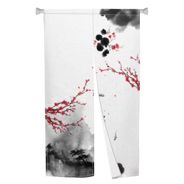 Imagem de Leowefowa Cortina de porta japonesa Noren tapeçaria de porta longa Feng Shui painel de tratamento de janela cortinas de porta de cozinha pendurado quarto Didiver banheiro decoração de casa (tinta