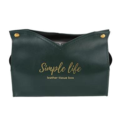 Imagem de CUOFYUNL Saco de tecido de couro artificial vintage cozinha papel toalha caixa recipiente para casa de escritório (Verde)