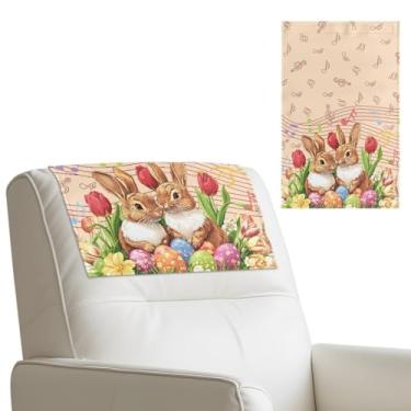 Imagem de Merkmak Capa para encosto de cabeça para poltrona reclinável, antiderrapante, para sofá, 2 peças, protetor de cabeça para sofá com gancho e laço, protetor de cabeça