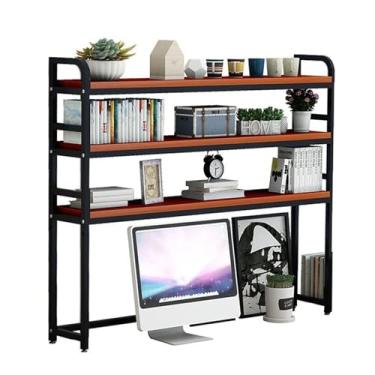 Imagem de Estante de mesa para mesa de computador - estante multiuso de 3 níveis, prateleira organizadora de mesa ajustável, suporte de armazenamento de mesa independente, para exibição de livros de escritório