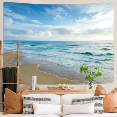 Imagem de Tapeçaria Sea Waves Beach Microfabric 150x130cm Decoração de quarto