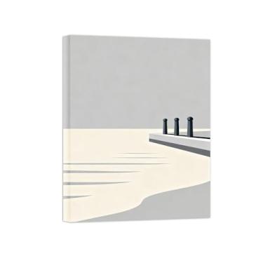 Imagem de Pôster paisagem - Mar Minimalista - Impressões em Tela - Imagem Moderna Natureza para Sala de Estar Decoração 30x40cm Tela Embrulhada