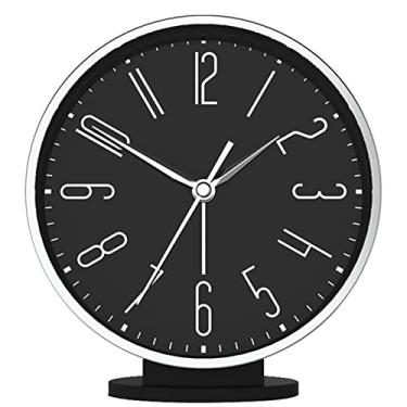 Imagem de Despertador de mesa, relógio de mesa, decoração de sala de estar, criativo, moderno, operado por bateria, quarto, silencioso, sem tique-taque, moldura de metal
